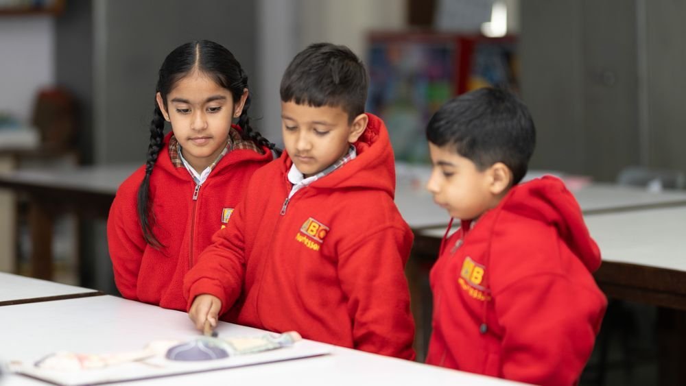 Students working together at a table