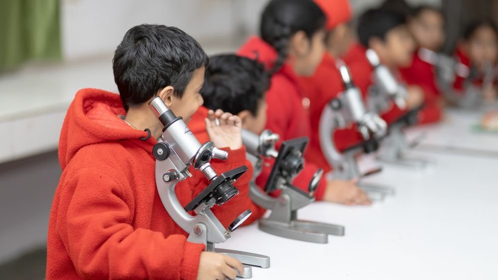 Students working in a science laboratory